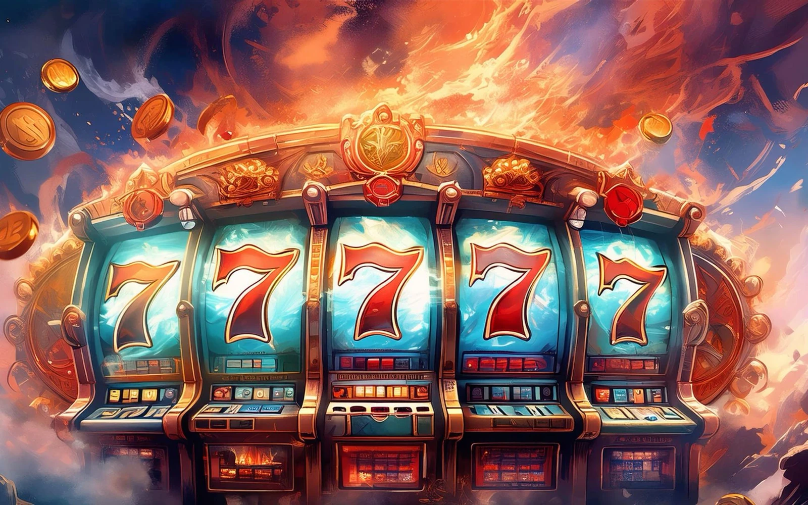 Reel slot dengan simbol bonus dan efek visual